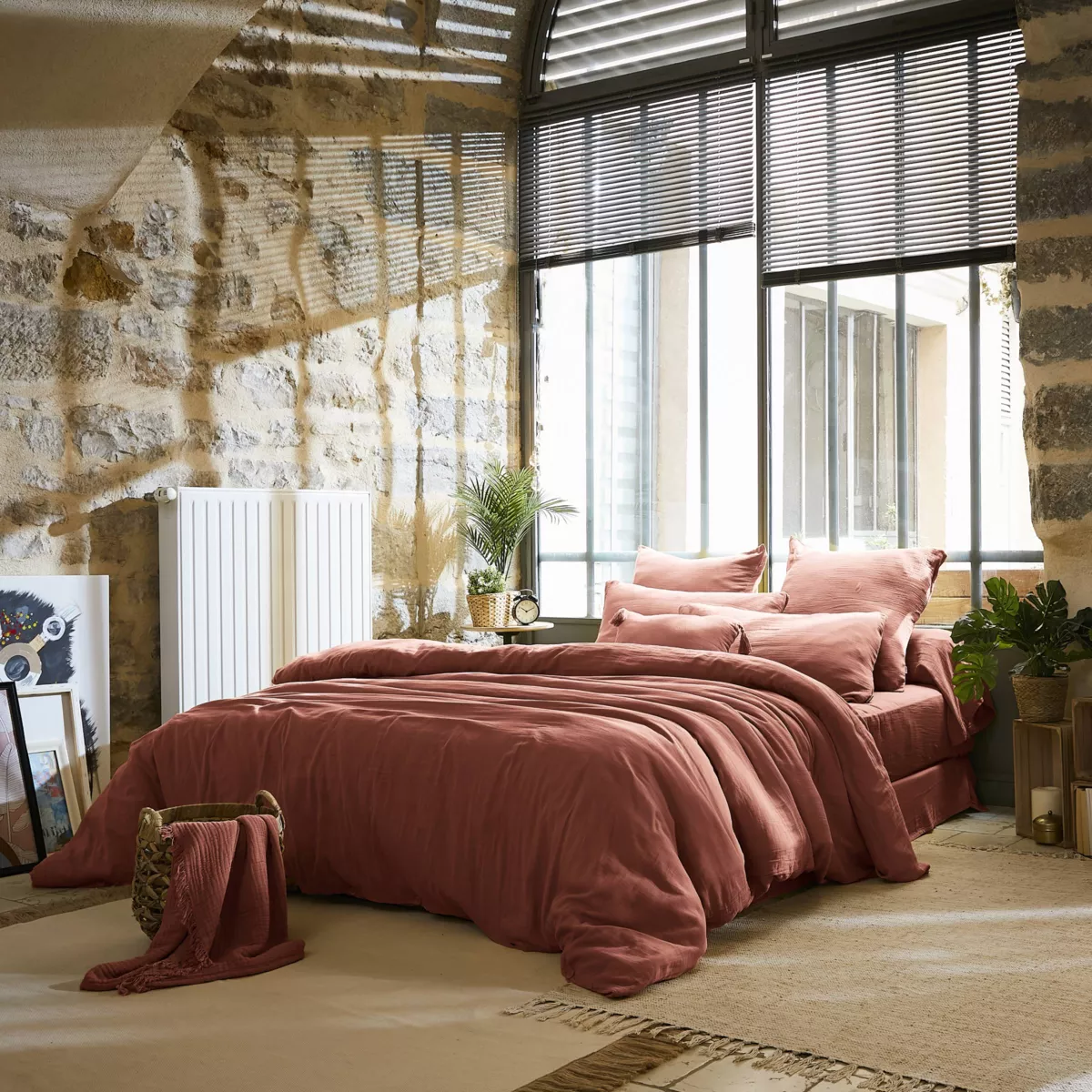 Bettbezug aus Baumwoll-Gaze (240 cm) Gaïa Rosa