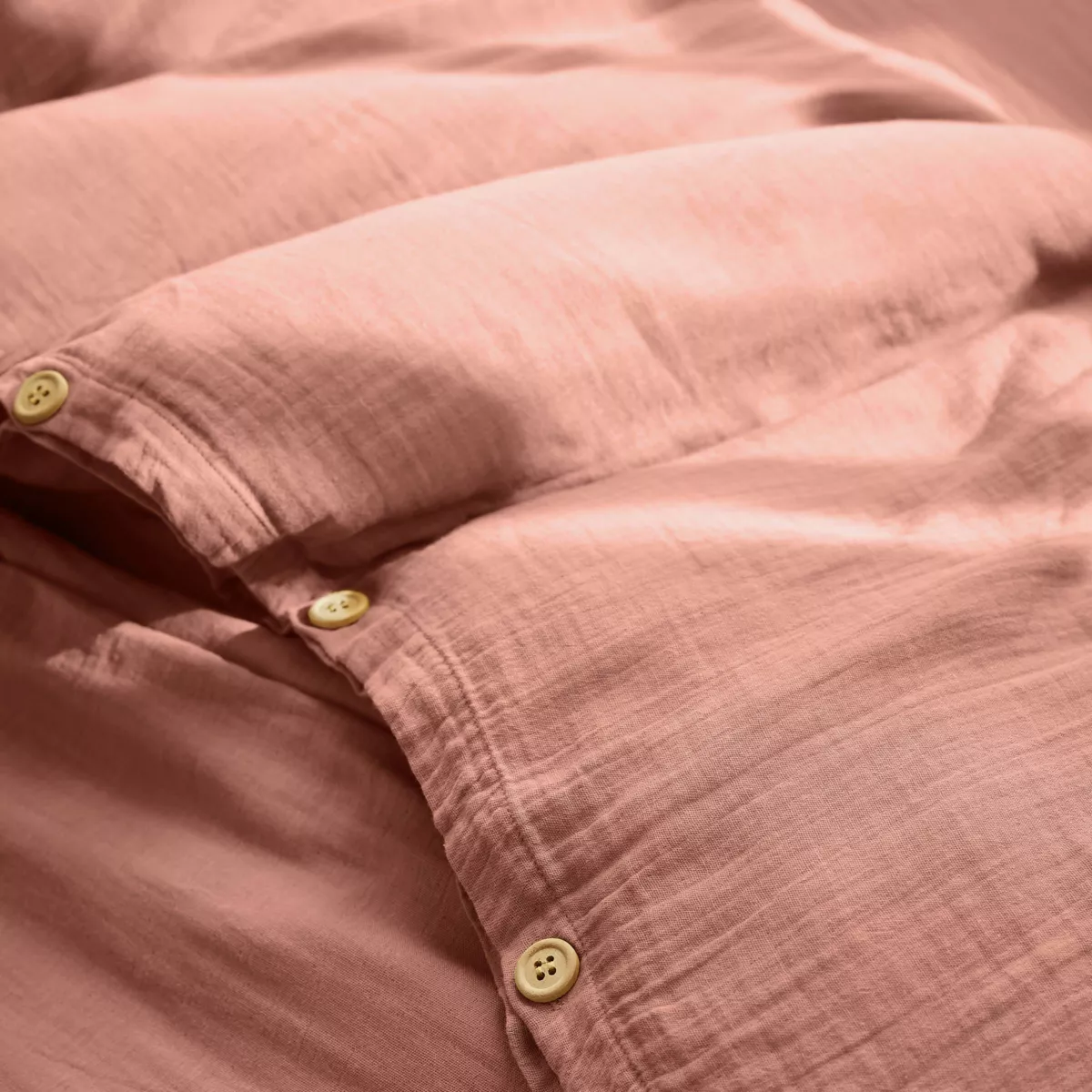 Housse de couette gaze de coton (260 cm) Gaïa Rose pêche 2