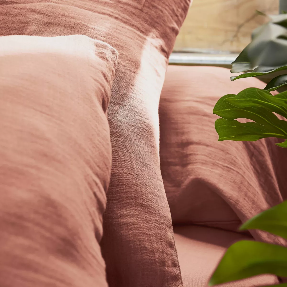 Housse de couette gaze de coton (260 cm) Gaïa Rose pêche