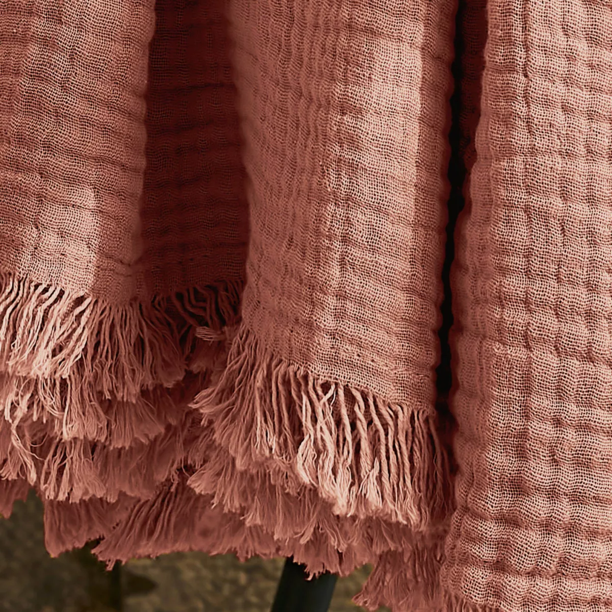 Plaid gaze de coton (160 cm) Gaïa Rose pêche 2