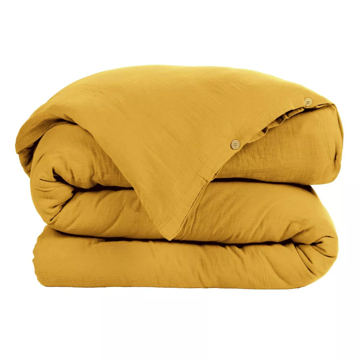 Bettbezug aus Baumwoll-Gaze (140 cm) Gaïa Safrangelb 3