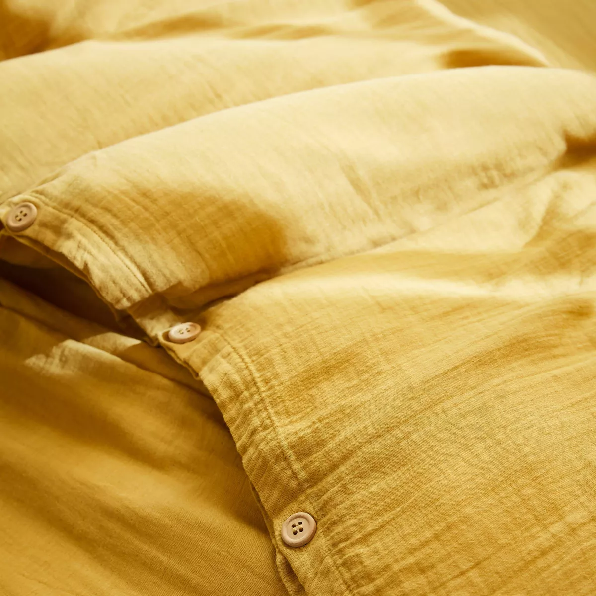 Housse de couette gaze de coton (260 cm) Gaïa Jaune safran 2