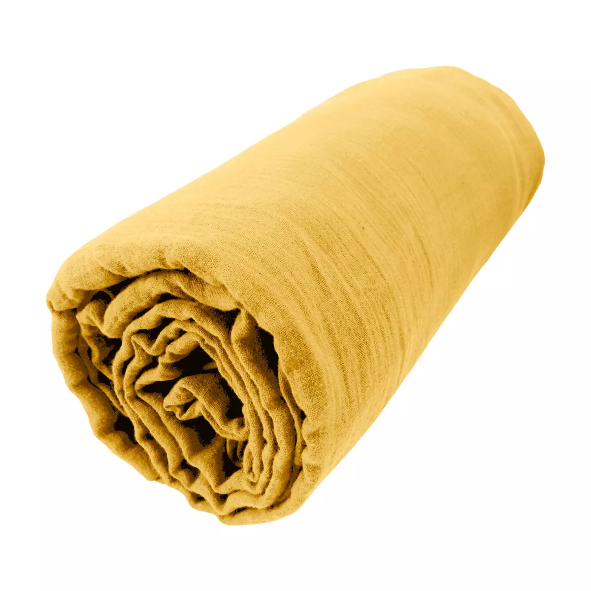 Lenzuolo con angoli garza di cotone (140 cm) Gaïa Giallo zafferano 3