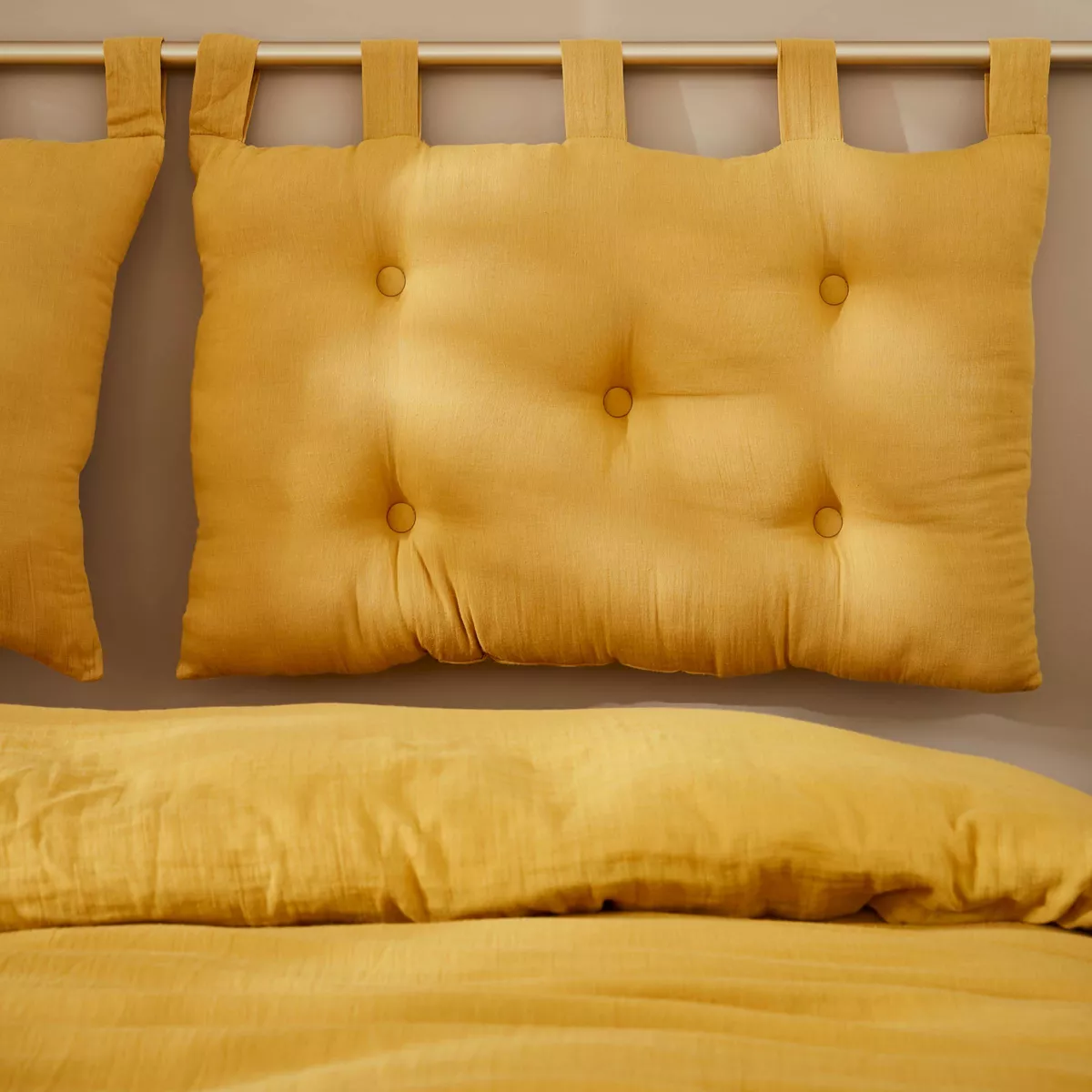 Tête de lit gaze de coton (80 cm) Gaïa Jaune safran 1