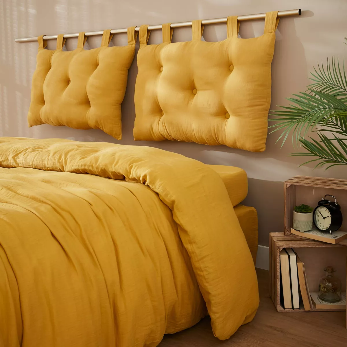 Tête de lit gaze de coton (80 cm) Gaïa Jaune safran