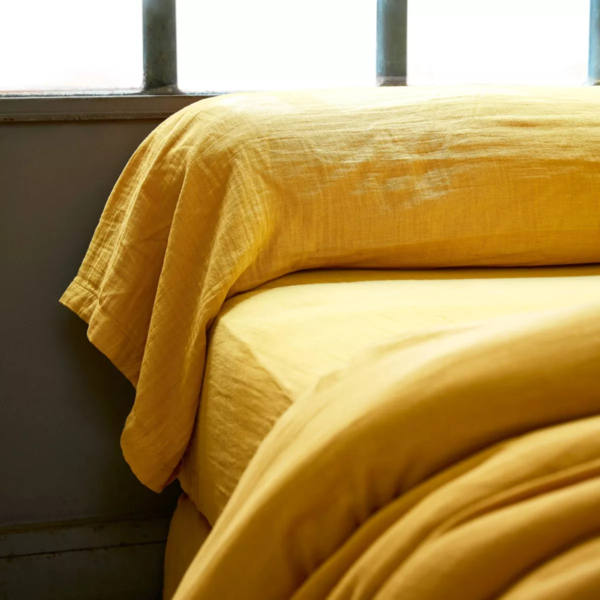 Federa cuscino a rullo garza di cotone (L185 cm) Gaïa Gaillo zafferano 1