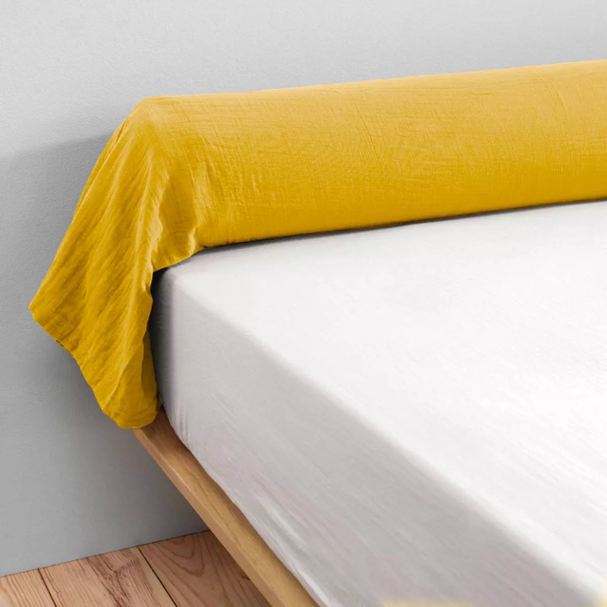 Federa cuscino a rullo garza di cotone (L185 cm) Gaïa Gaillo zafferano 3