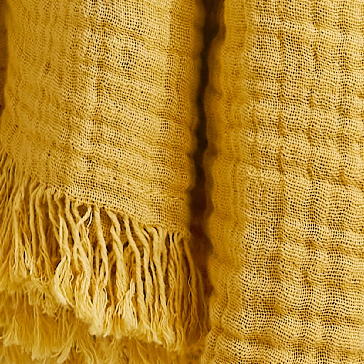 Plaid gaze de coton (160 cm) Gaïa Jaune safran 2