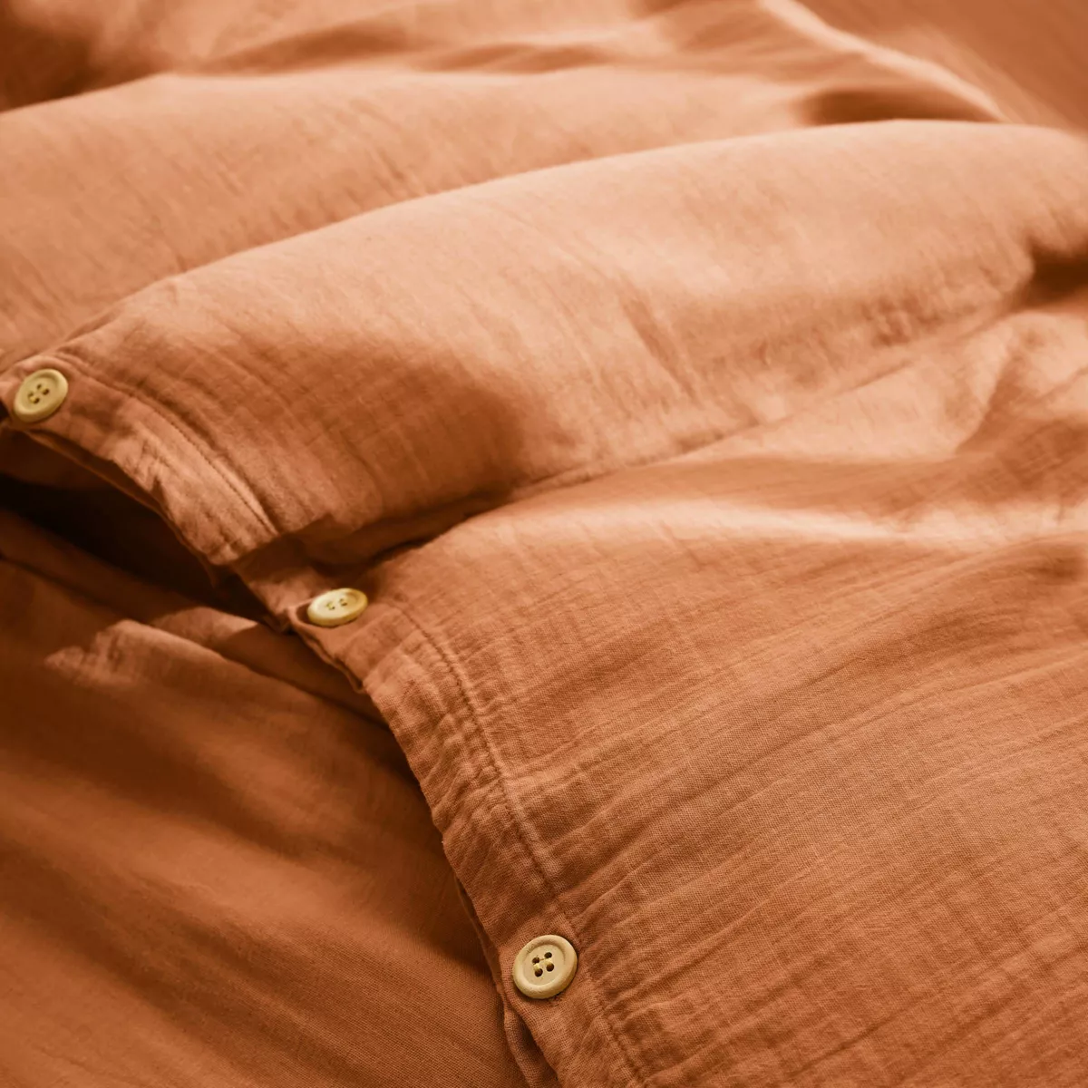 Housse de couette gaze de coton (260 x 240 cm) Gaïa Abricot