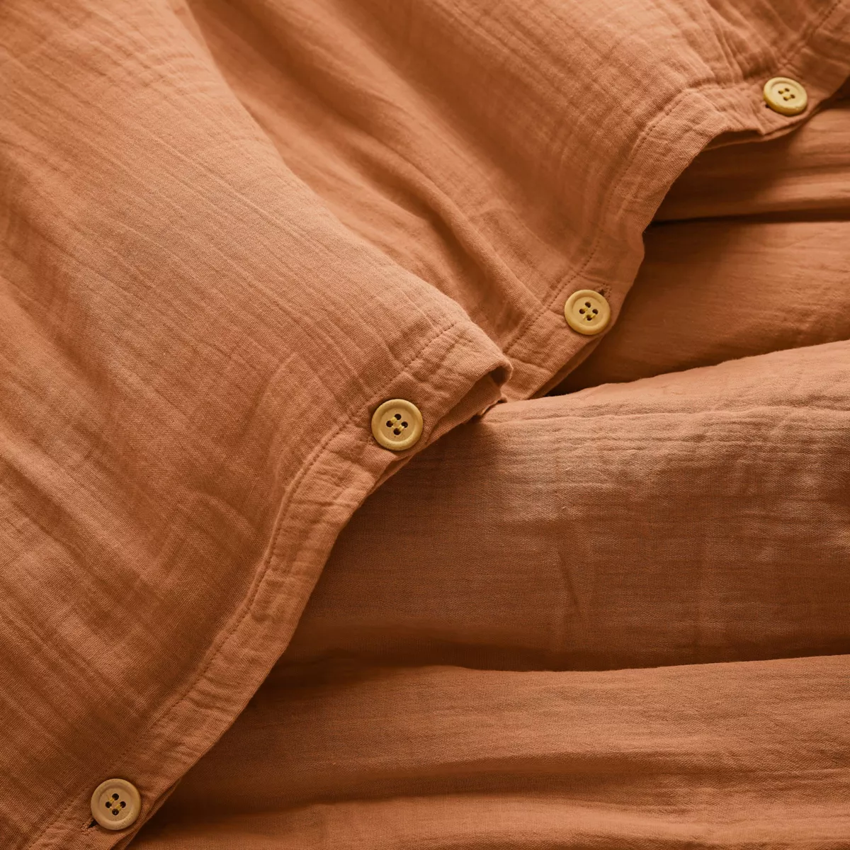 Musselin-Bettbezug (140 x 200 cm) Gaïa Aprikosenfarben