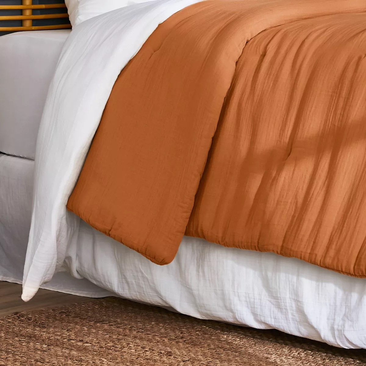 Gewatteerde katoenen sprei (180 x 240 cm) Gaïa Abrikoos