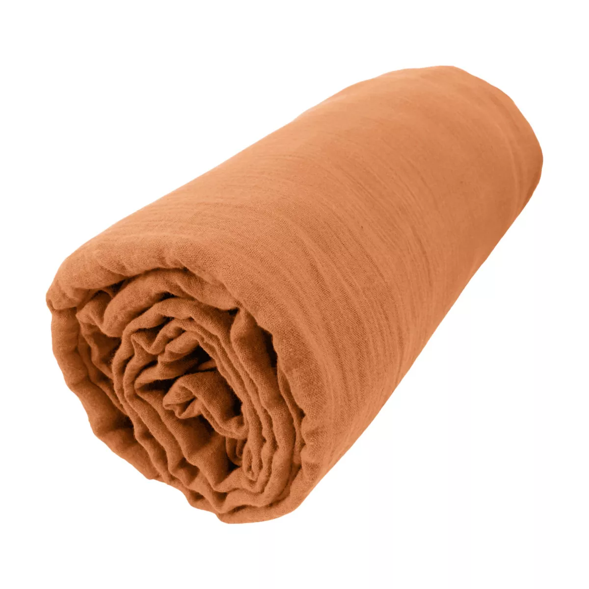 Drap housse gaze de coton (140 x 200 cm) Gaïa Abricot