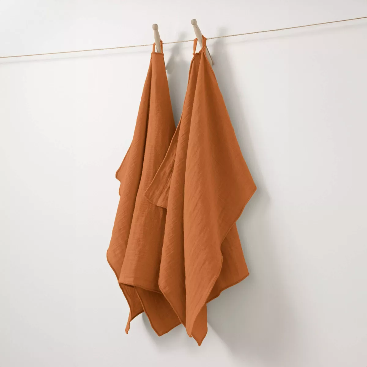 Set van 2 katoenen gaas handdoeken (50 x 70 cm) Gaïa Abrikoos