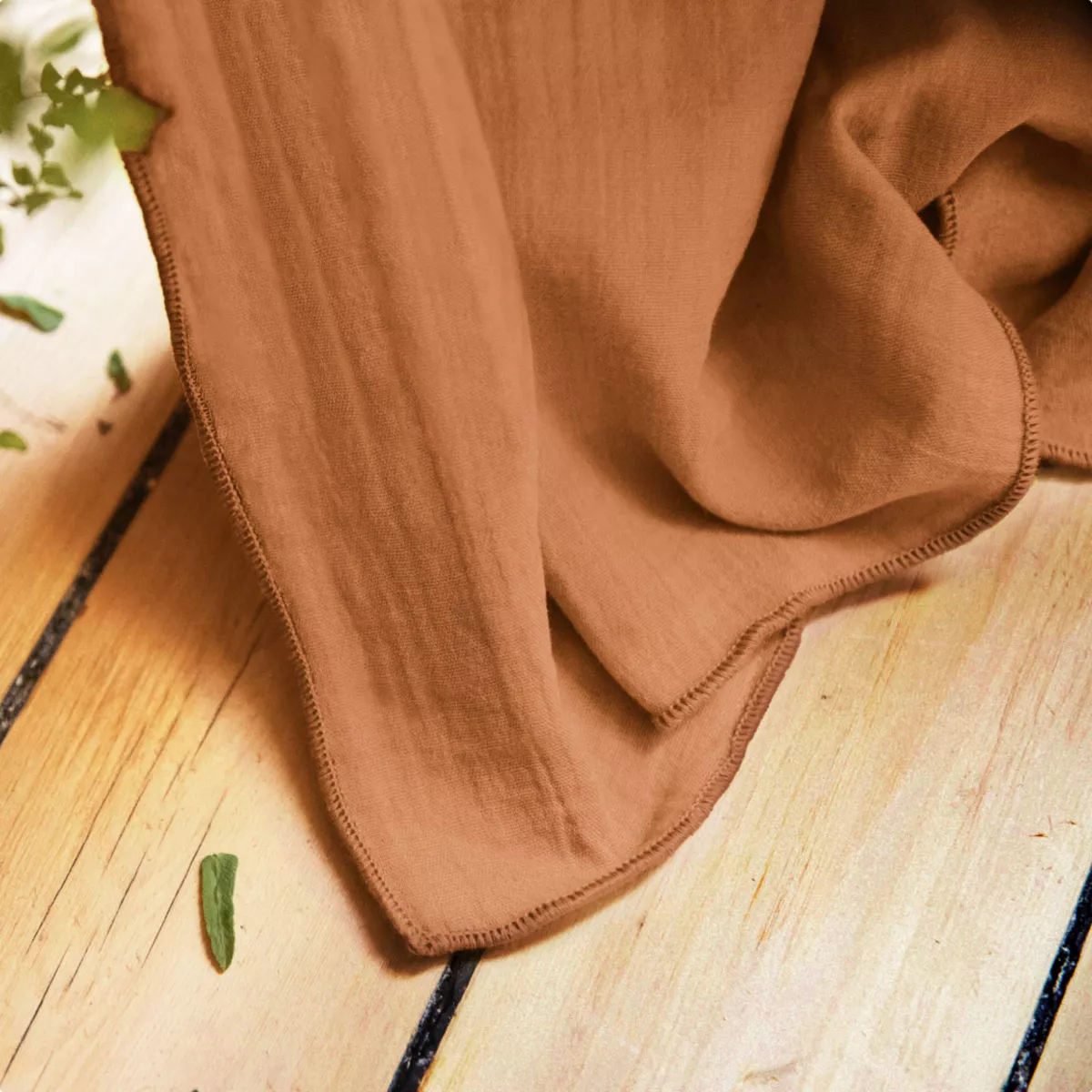 Rideau gaze de coton galon fronceur (140 x 240 cm) Gaïa Abricot