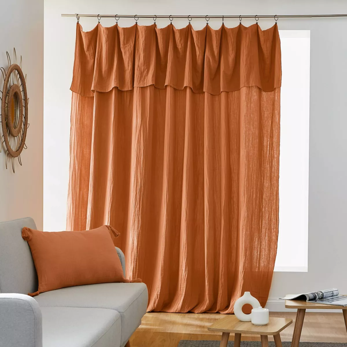 Tenda garza di cotone regolabile (280 x max 300 cm) Gaïa Albicocca