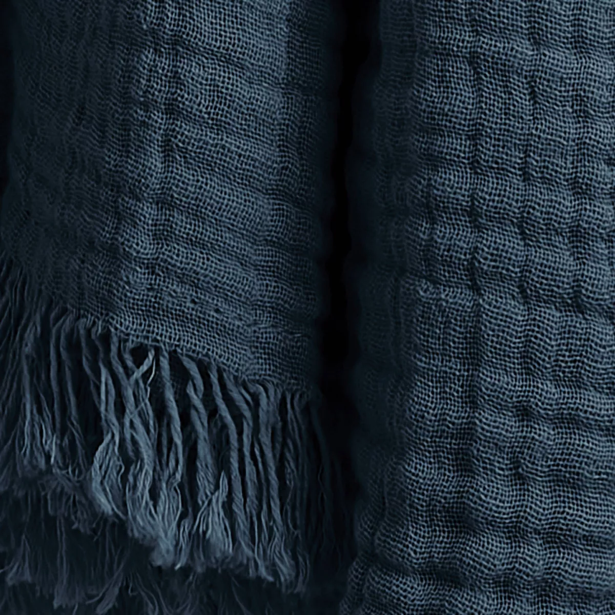 Manta en gasa de algodón (160 cm) Gaïa Azul noche 2