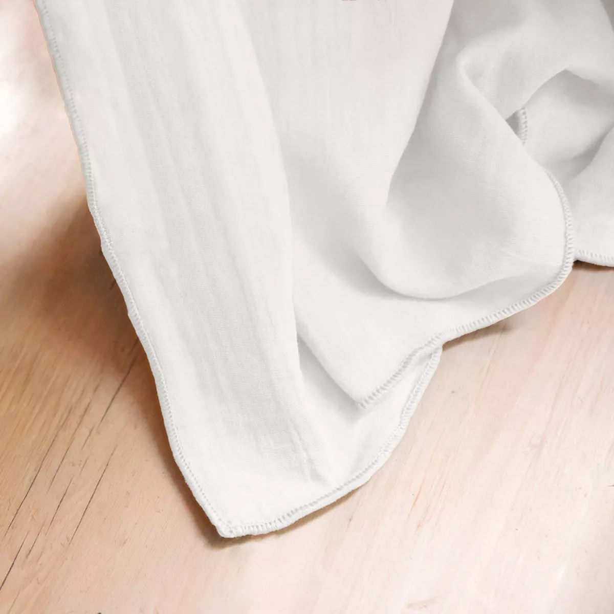 Nappe rectangulaire gaze de coton (150 x 350 cm) Gaïa Blanc chantilly