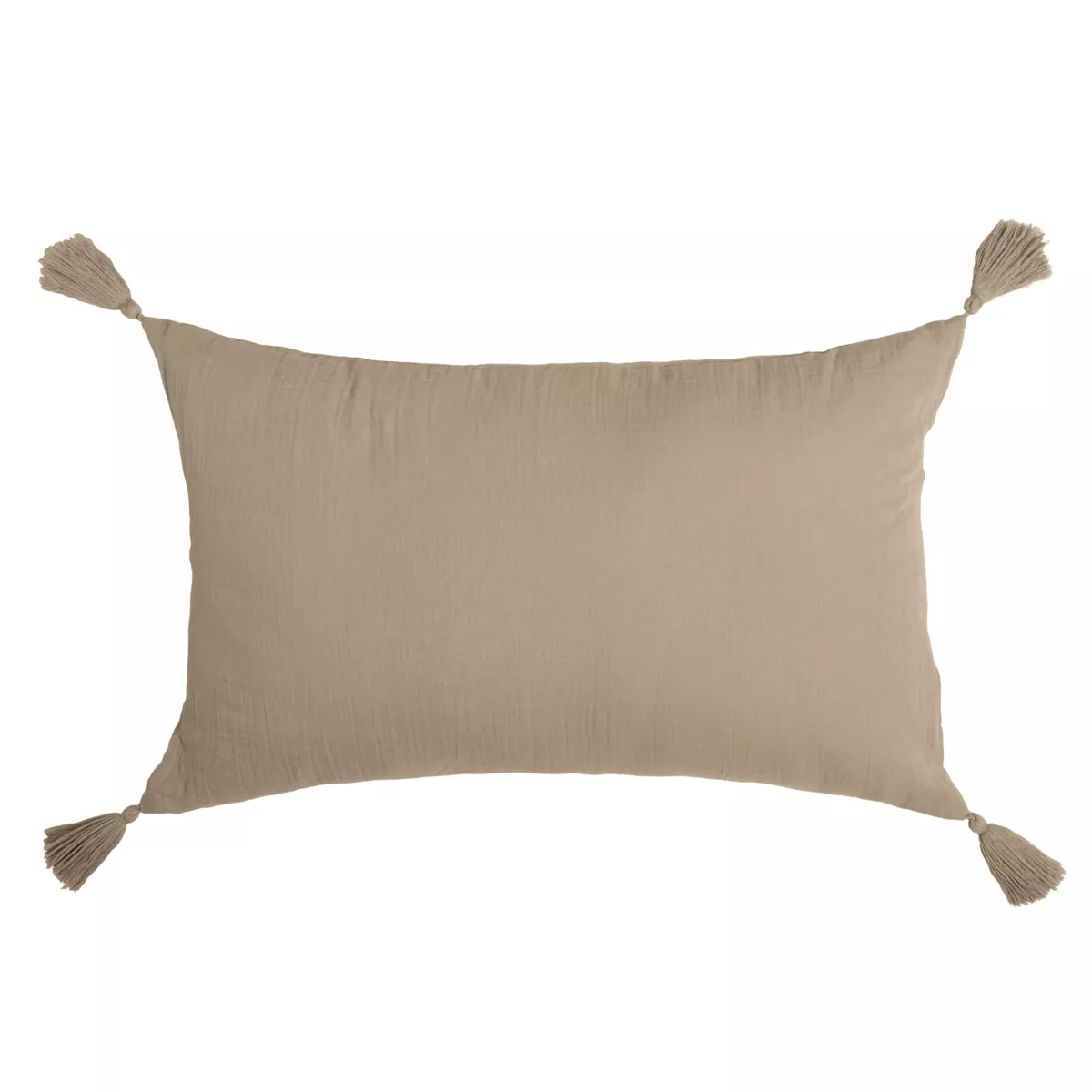 EM - Coussin dŽhoussable avec pompons 40 x 60 cm Gaze de coton unie GAìA Ficelle