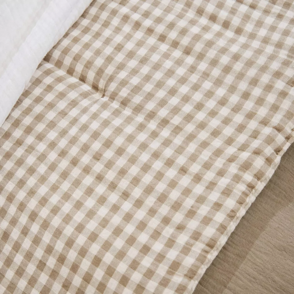 EM - Bout de lit 90 x 200 cm Gaze de coton tissŽe teinte GAìA VICHY Ficelle