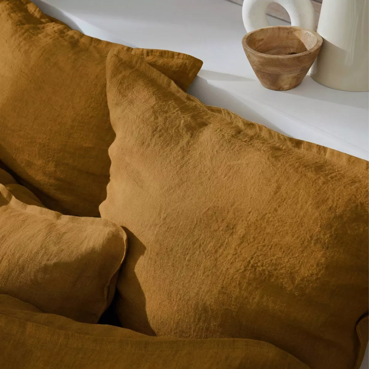 Housse de couette lin lavé (280 x 240 cm) Louise Caramel