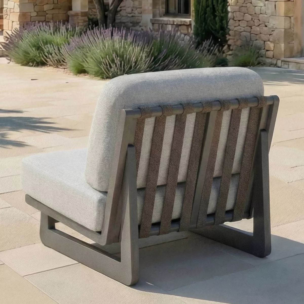 Poltrona da giardino in alluminio Long Beach Antracite e grigio chiaro