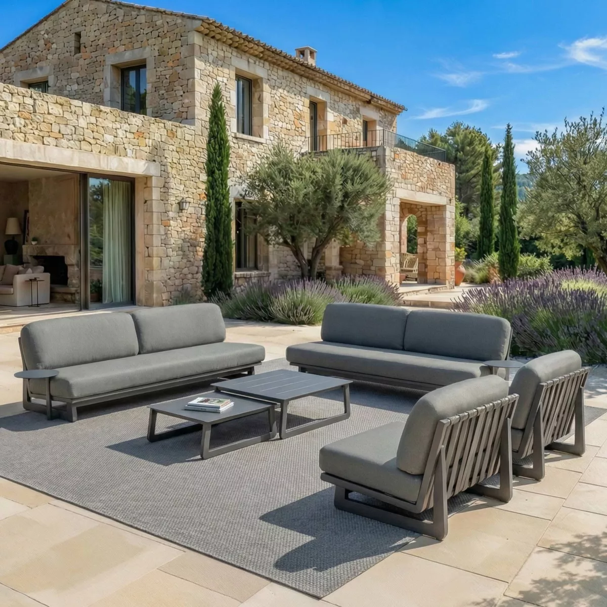 Divano da giardino in alluminio 2 posti Long Beach Grigio antracite