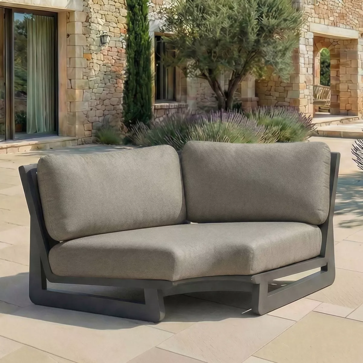 Poltrona d'angolo da giardino in alluminio Long Beach Grigio antracite e tortora