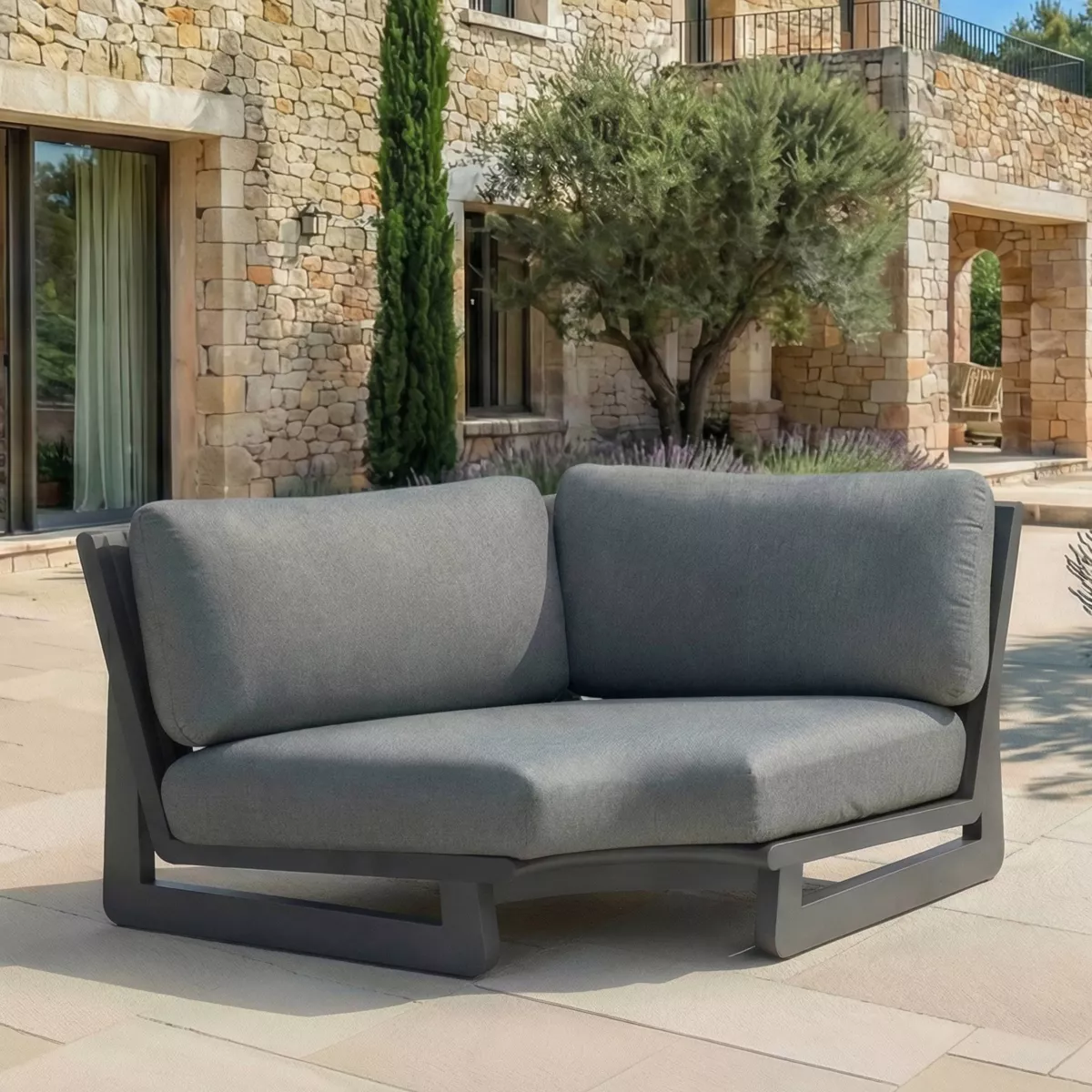 Poltrona d'angolo da giardino in alluminio Long Beach Grigio antracite