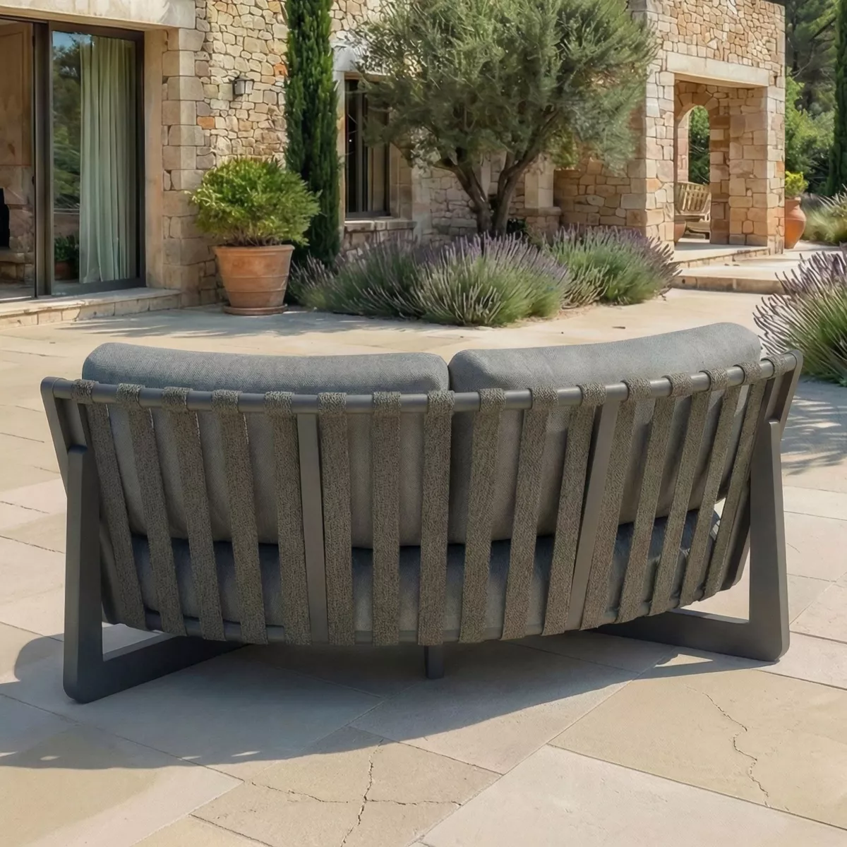 Poltrona d'angolo da giardino in alluminio Long Beach Grigio antracite