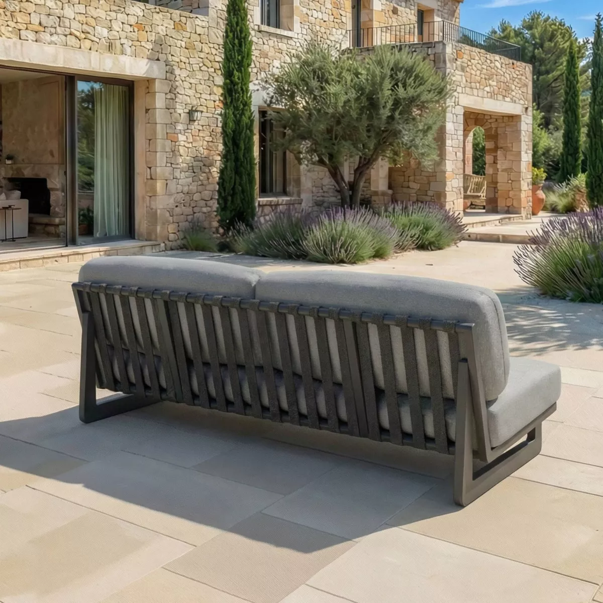 Salon de jardin en aluminium 5 places 5 pcs Long Beach Gris anthracite et taupe