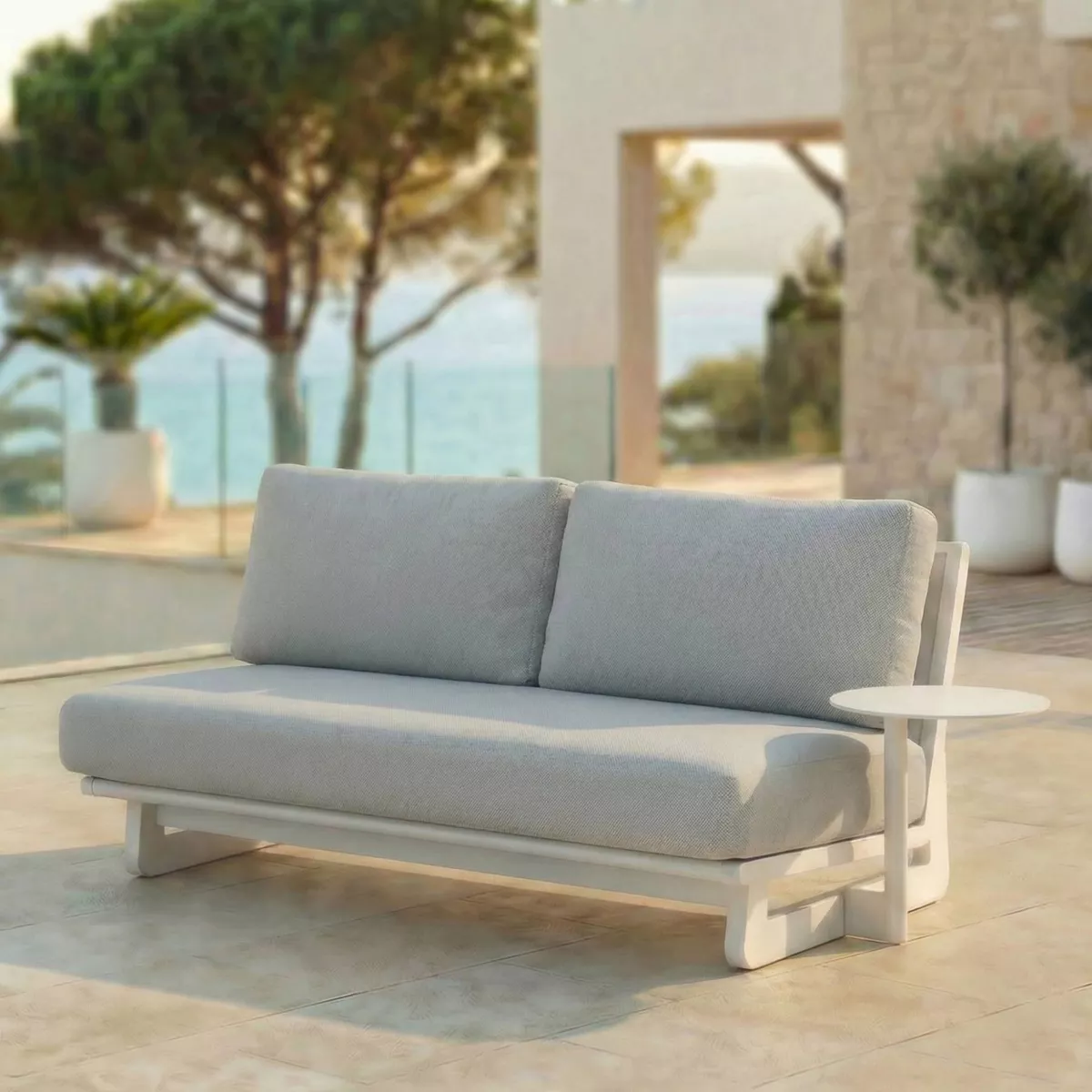 Salon de jardin en aluminium 7 places 6 pcs Long Beach Blanc cendré et gris clair