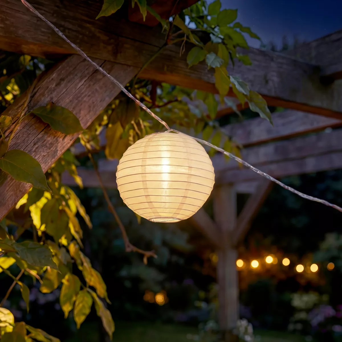 Luminaria da esterno a batteria con 10 LED (2,7 m) Lanterne cinesi Bianche