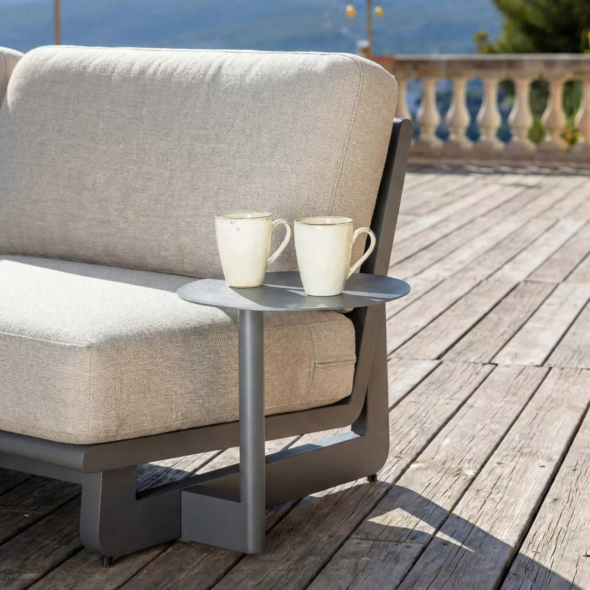 Set angolare da giardino in alluminio 6 posti 6 pezzi Long Beach Grigio antracite e tortora
