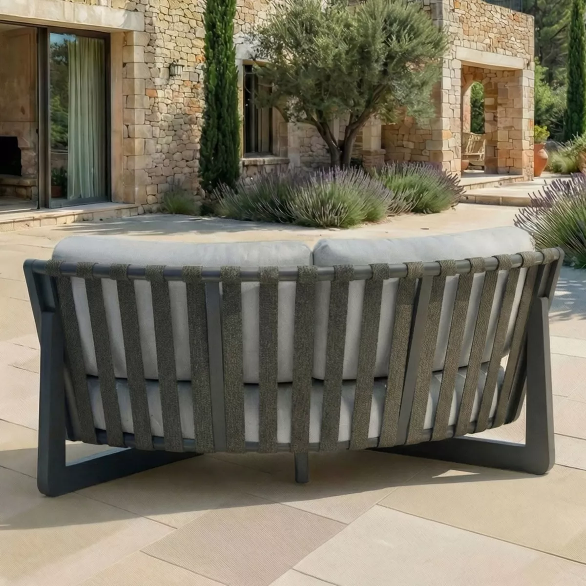 Set angolare da giardino in alluminio 6 posti 6 pezzi Long Beach Antracite e grigio chiaro