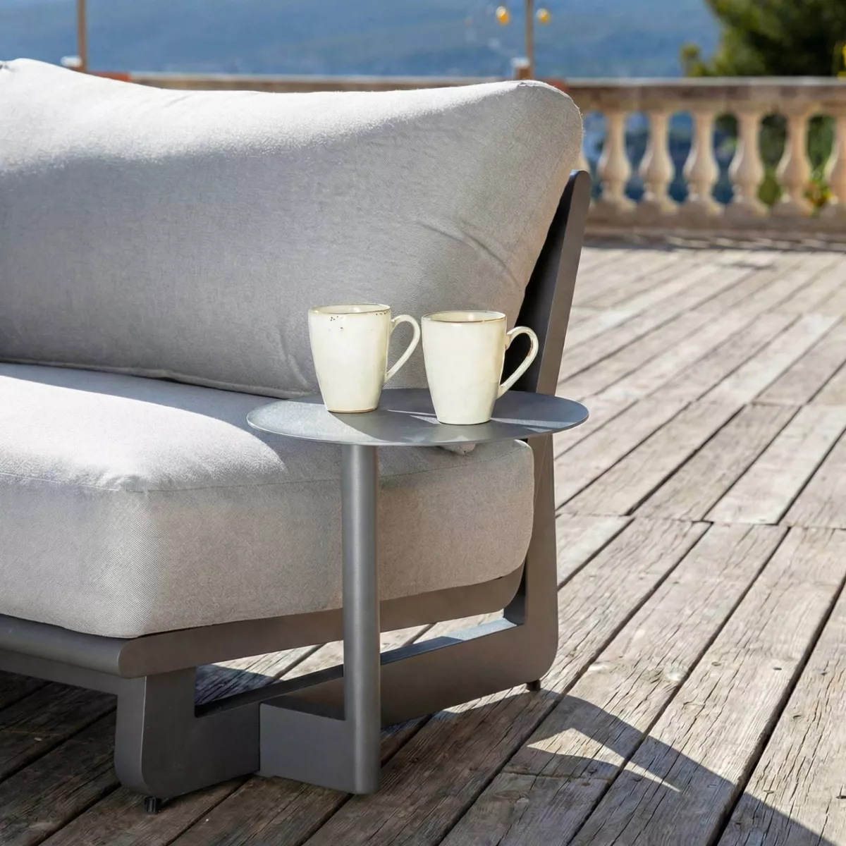 Salon de jardin d'angle en aluminium 6 places 6 pcs Long Beach Gris anthracite et gris clair