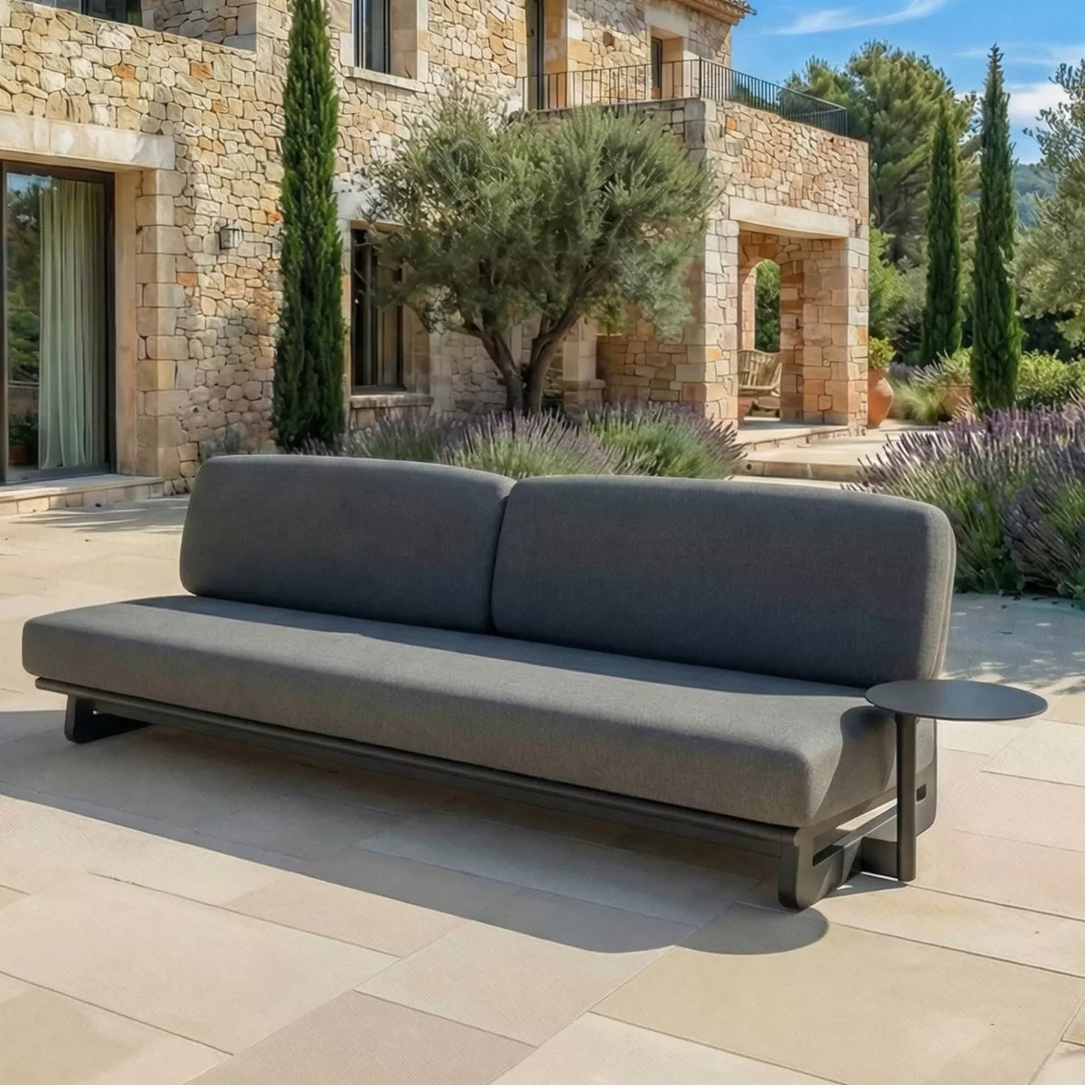Set angolare da giardino in alluminio 6 posti 6 pz Long Beach Grigio antracite
