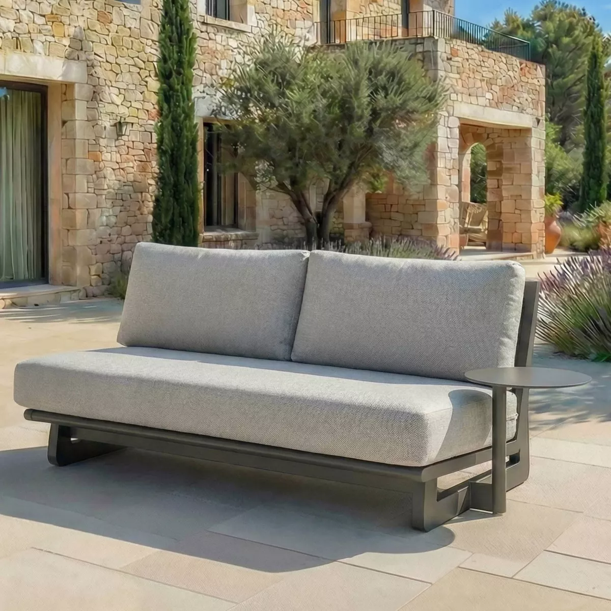Set angolare da giardino in alluminio 6 posti Long Beach Grigio antracite e tortora