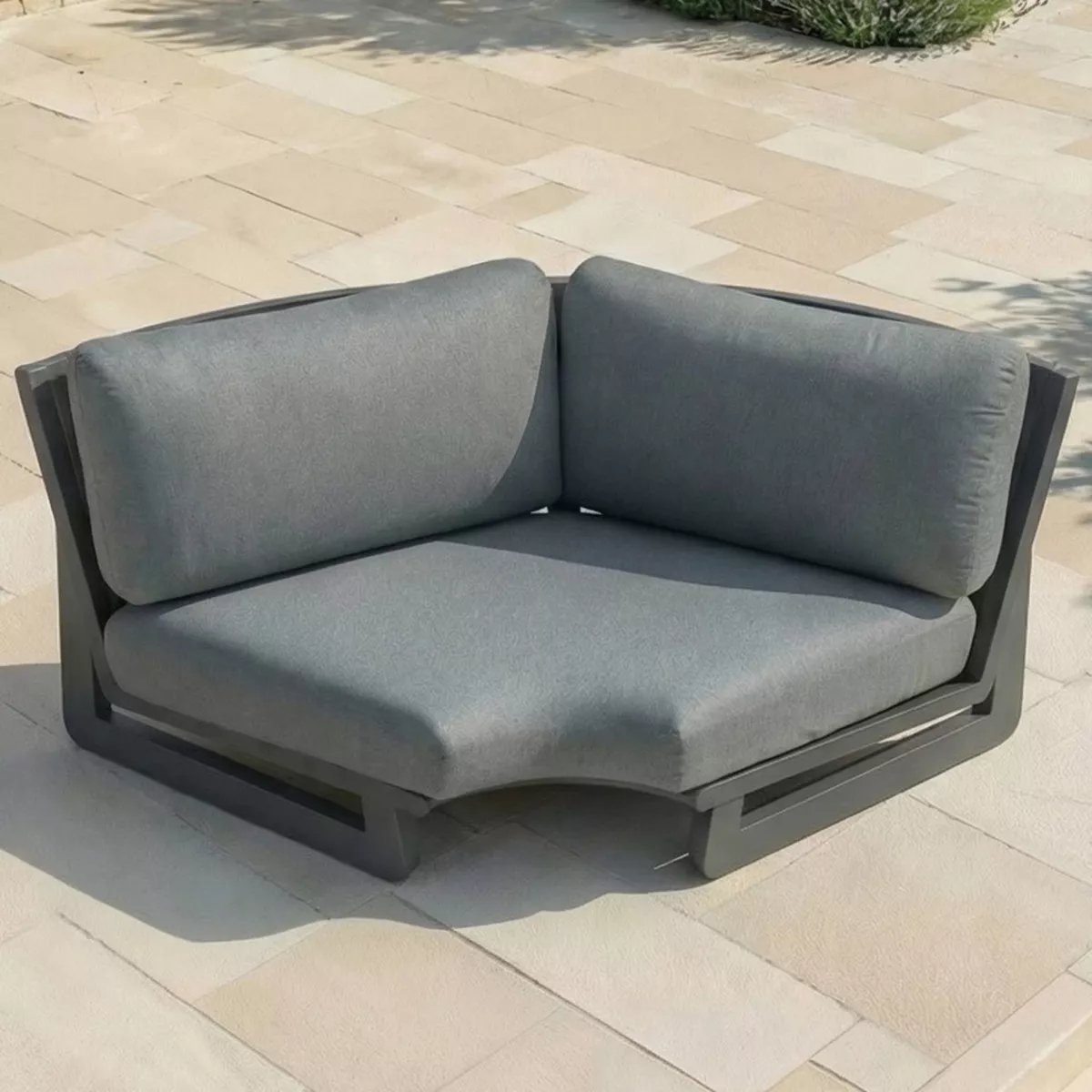Set angolare da giardino in alluminio 7 posti 7 pezzi Long Beach Grigio antracite