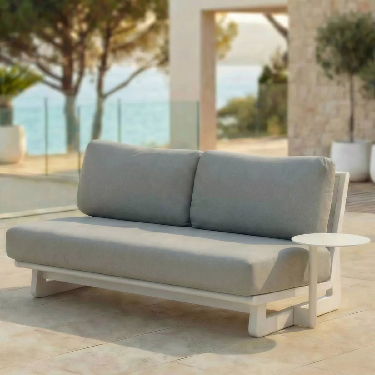 Aluminium Gartenmöbel-Set 4 Personen 4-teilig Long Beach Aschweiß und Taupe