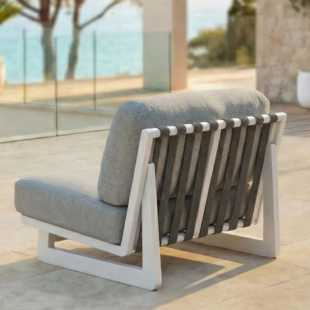Aluminium Gartenmöbel-Set 4 Personen 4-teilig Long Beach Aschweiß und Taupe