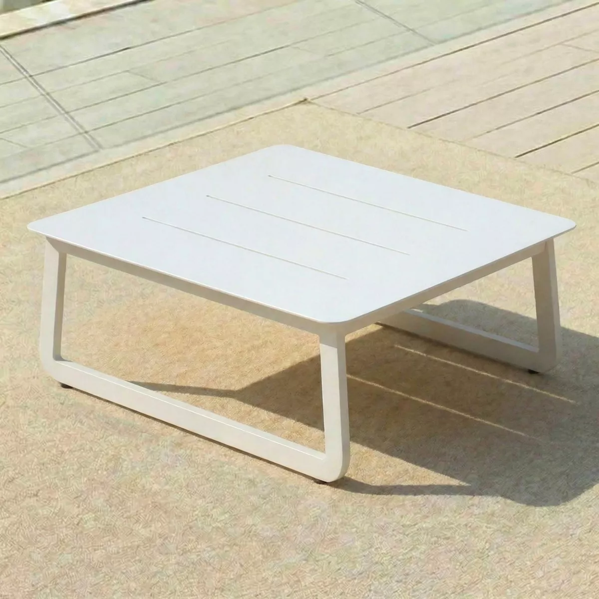 Aluminium Gartenmöbel-Set 4 Personen 4-teilig Long Beach Aschweiß und Taupe