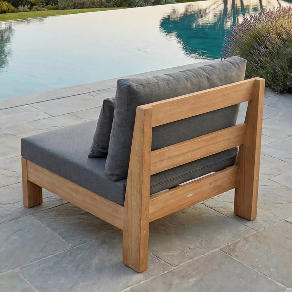 Fauteuil de jardin bois d'acacia Bornéo Gris anthracite