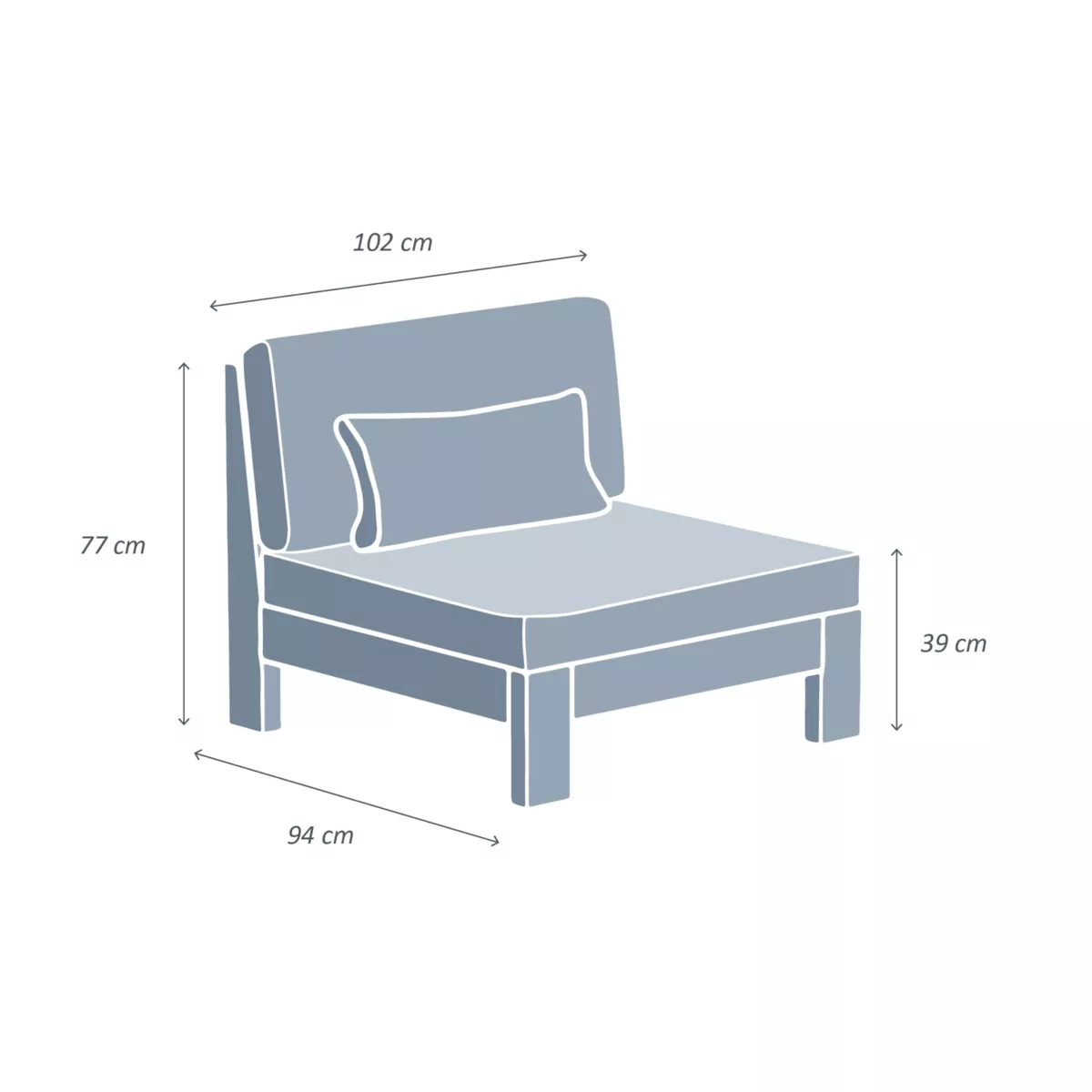 Fauteuil de jardin bois d'acacia Bornéo Gris anthracite