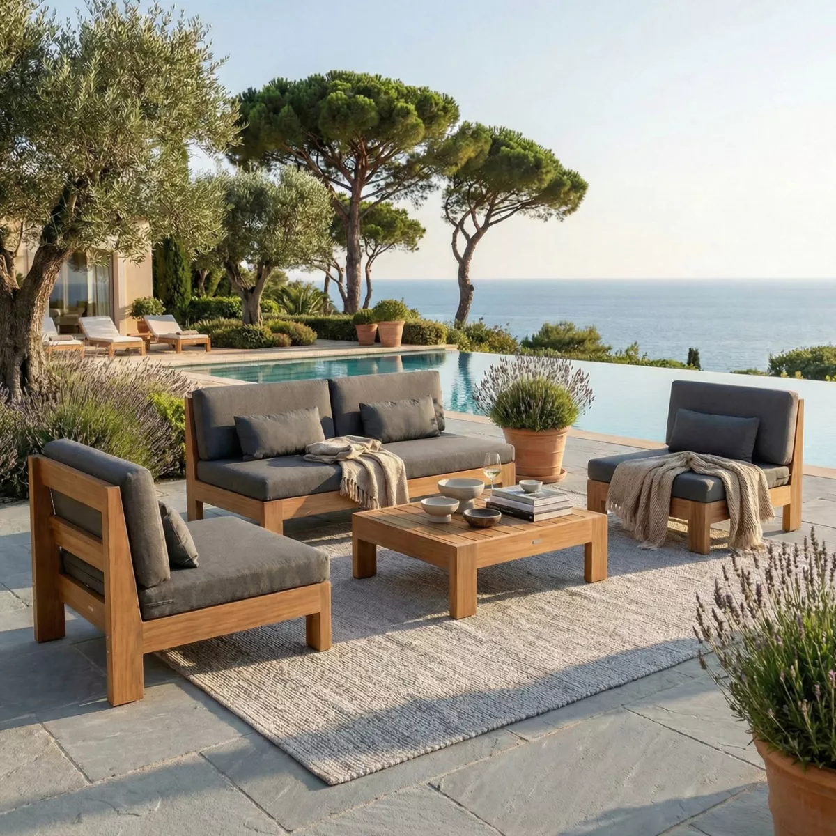Divano da giardino 3 posti Bornéo Grigio antracite