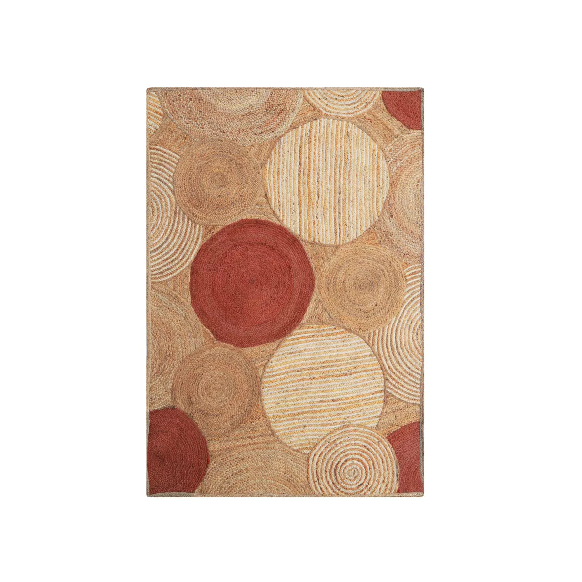 Tapis de salon rectangulaire jute tissée main (140 x 200 cm) Tara Terracotta