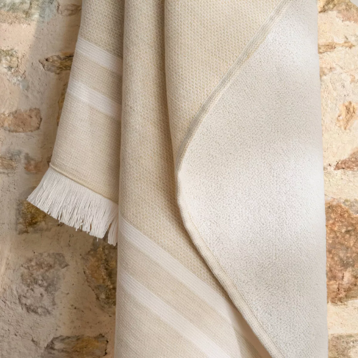 Fouta double coton et éponge (180 x 180 cm) Elora Beige