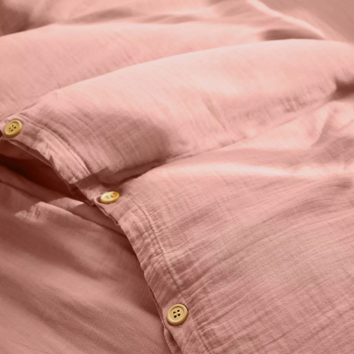 Housse de couette gaze de coton (140 cm) Gaïa Rose pêche 2
