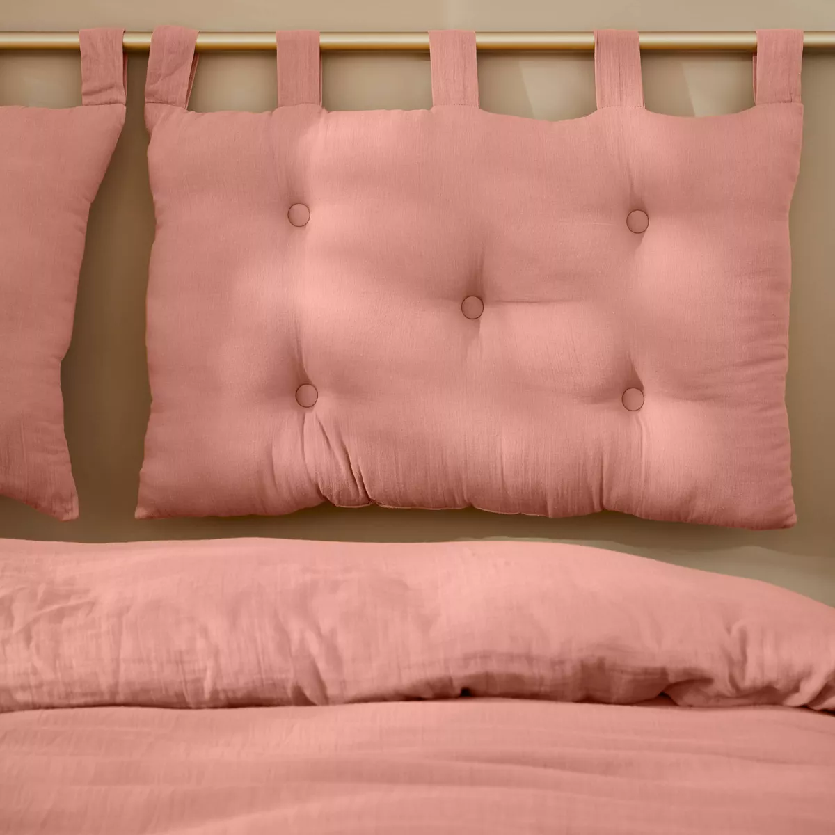 Tête de lit gaze de coton (80 cm) Gaïa Rose pêche 1
