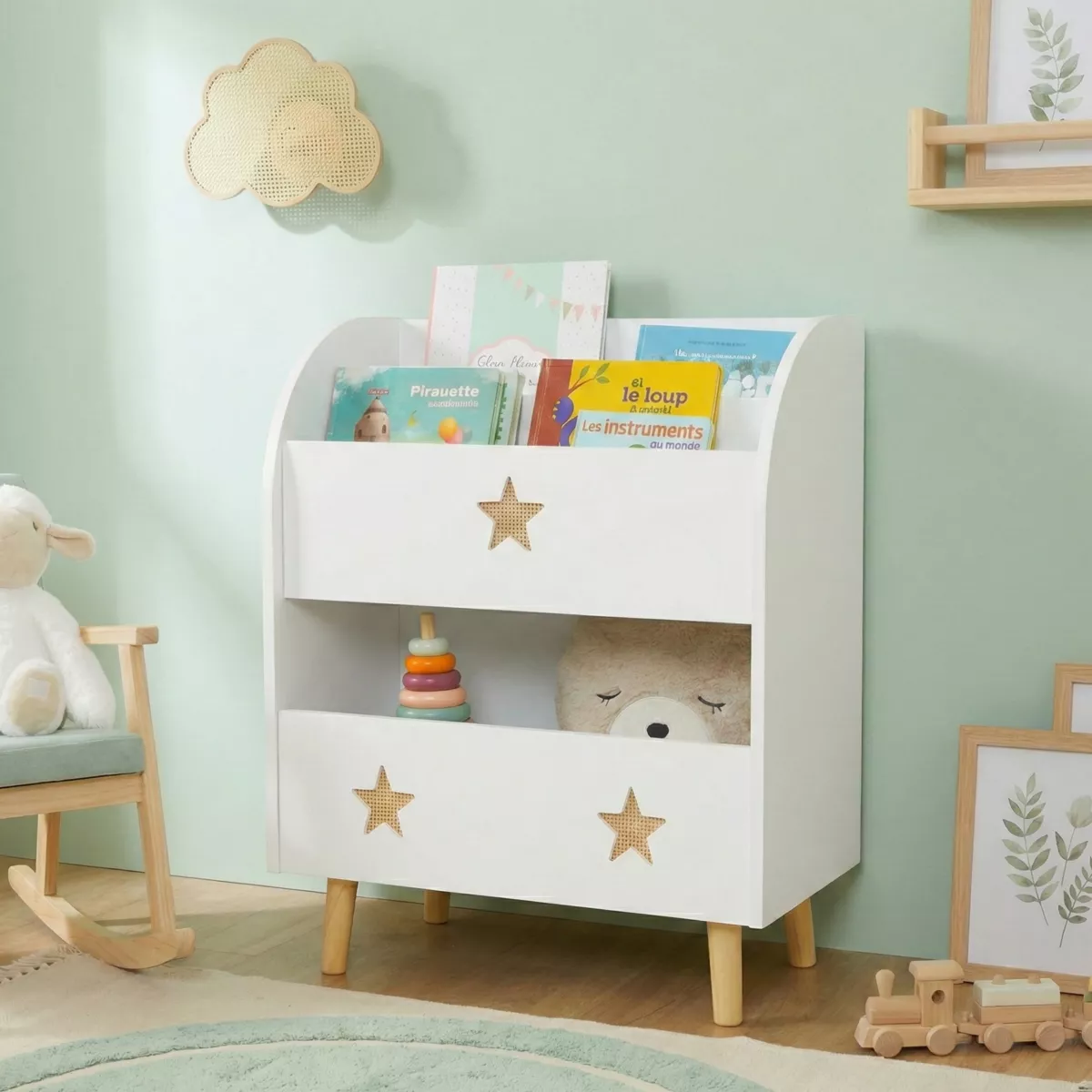Libreria bambino legno (H72 cm) Stars Bianca