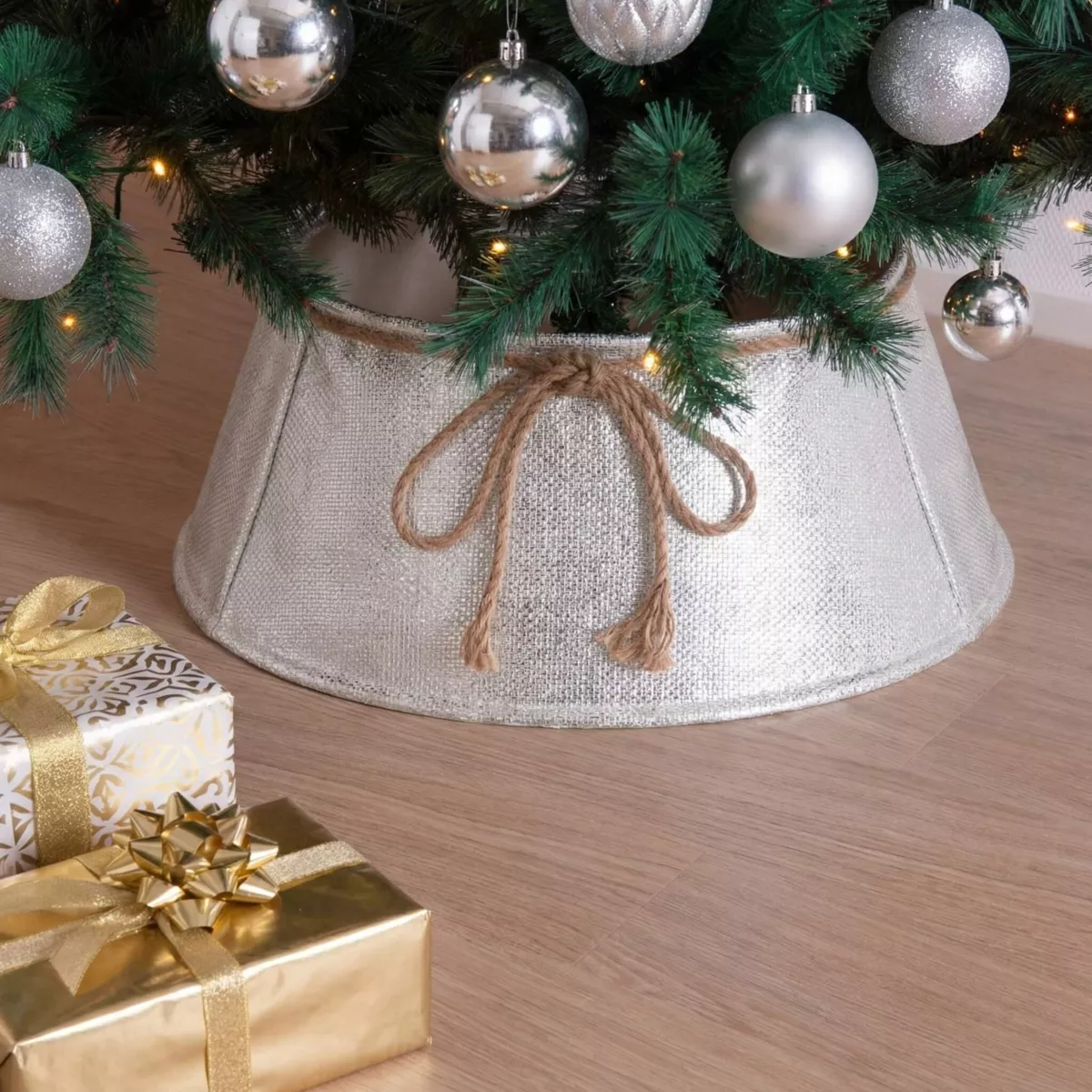 Cache pied de sapin (D60 cm) Noeud Argent